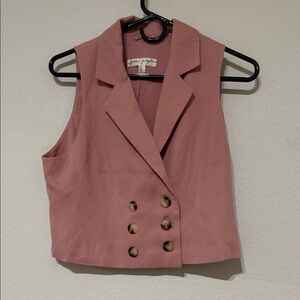 Free People Rose Blush Double-Breasted Sleeveless Tux Vest